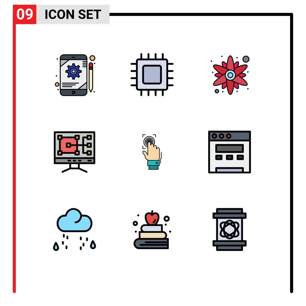 9 Creative Icons Modern Signs and Symbols of recognition fingerprint hardware repair computer Editable Vector Design Elements