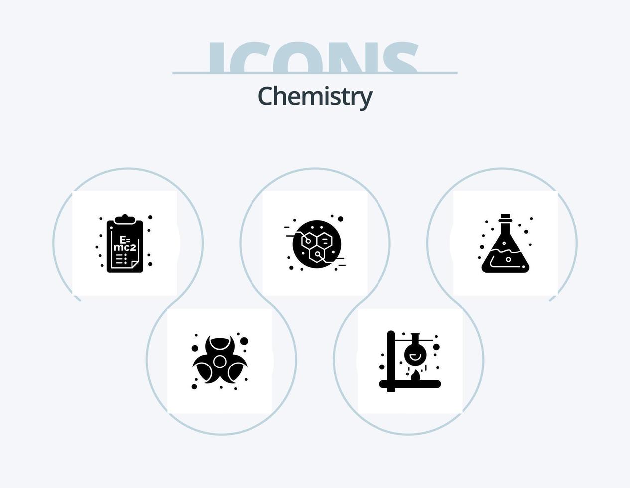 Chemistry Glyph Icon Pack 5 Icon Design. lab. power. science. molecules. clip board vector