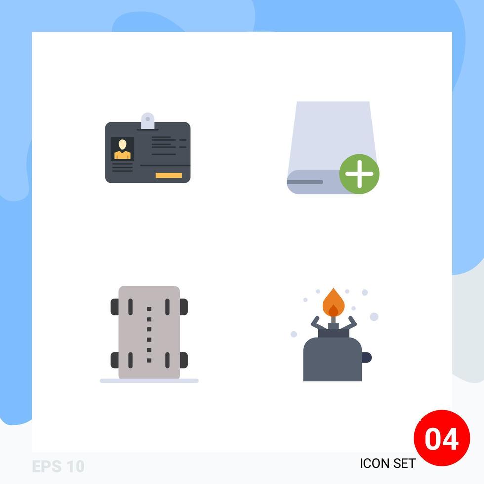 Pictogram Set of 4 Simple Flat Icons of pass skate id devices sport Editable Vector Design Elements