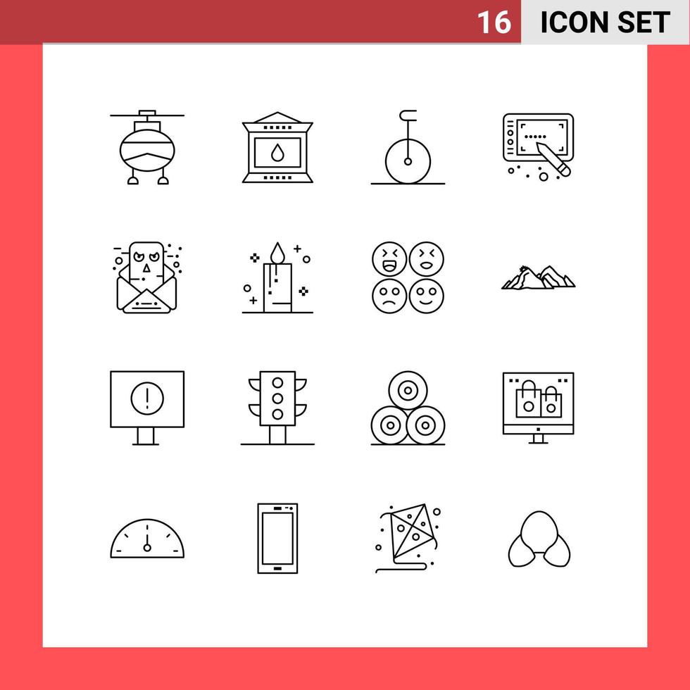 16 iconos creativos signos y símbolos modernos de comunicación por correo electrónico circo chat stylus elementos de diseño vectorial editables vector