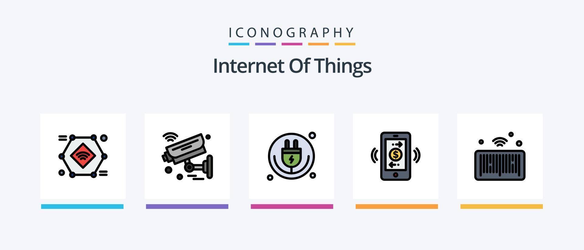 la línea de Internet de las cosas llenó el paquete de 5 íconos que incluye Internet. cosas. conexión. refrigerador. Internet. diseño de iconos creativos vector