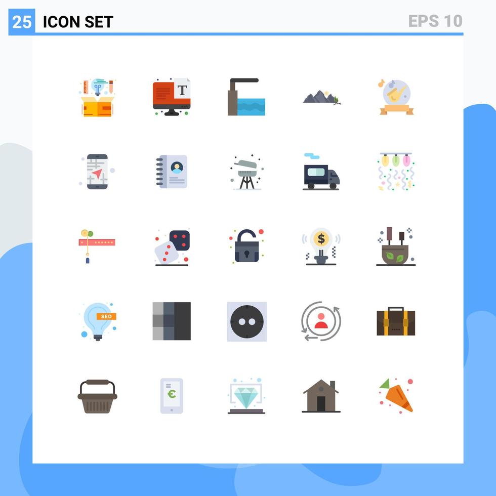 Universal Icon Symbols Group of 25 Modern Flat Colors of ribbon mountain font nature hill Editable Vector Design Elements