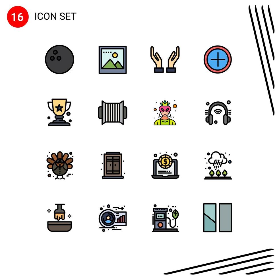 Set of 16 Modern UI Icons Symbols Signs for music audio interface accordion cup Editable Creative Vector Design Elements