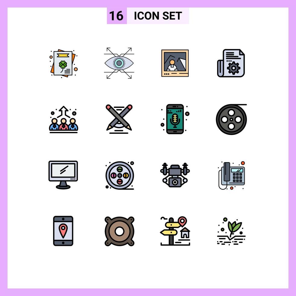 Modern Set of 16 Flat Color Filled Lines and symbols such as employer business image tools folder Editable Creative Vector Design Elements