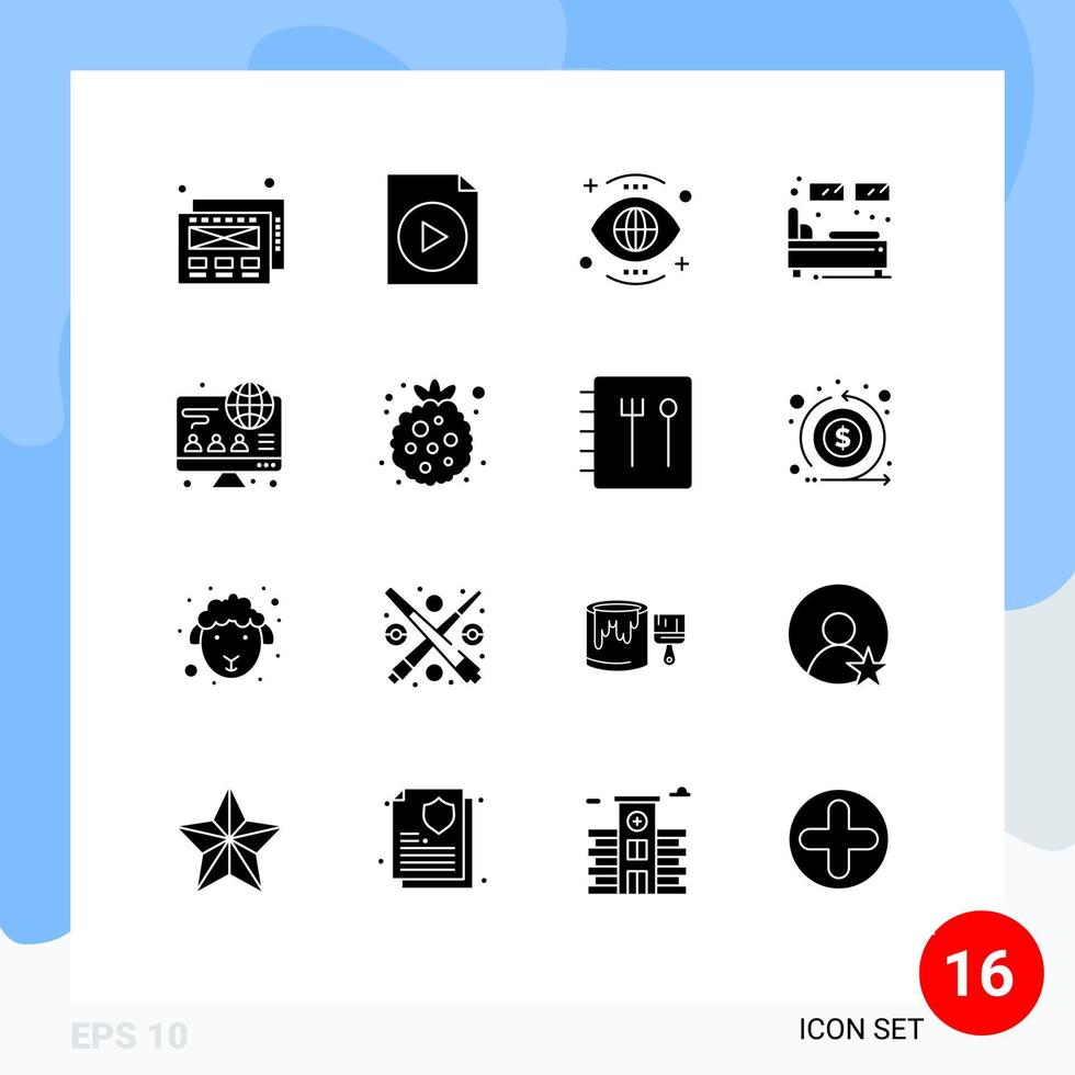 Stock Vector Icon Pack of 16 Line Signs and Symbols for business computer view frame single Editable Vector Design Elements