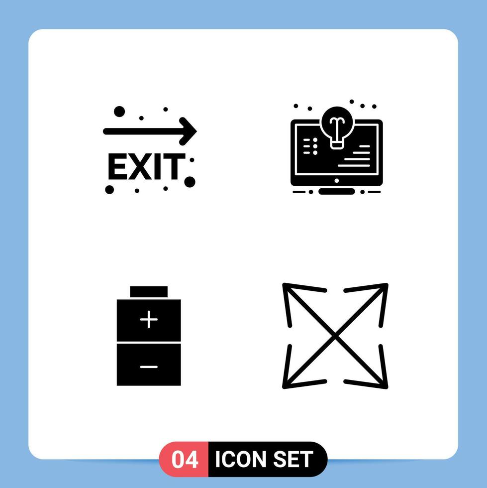 Group of Modern Solid Glyphs Set for exit battery navigation light electric Editable Vector Design Elements