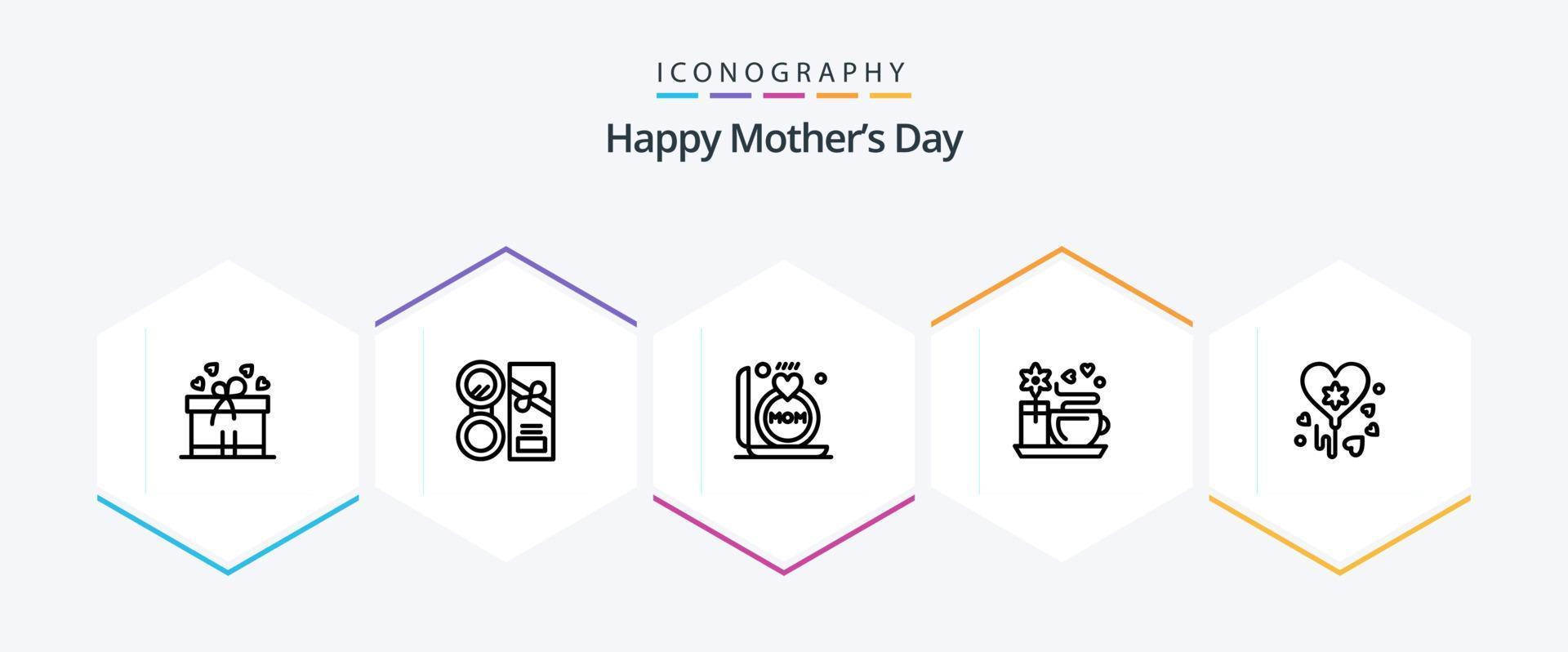 Happy Mothers Day 25 Line icon pack including coffee . make . mother. gift vector