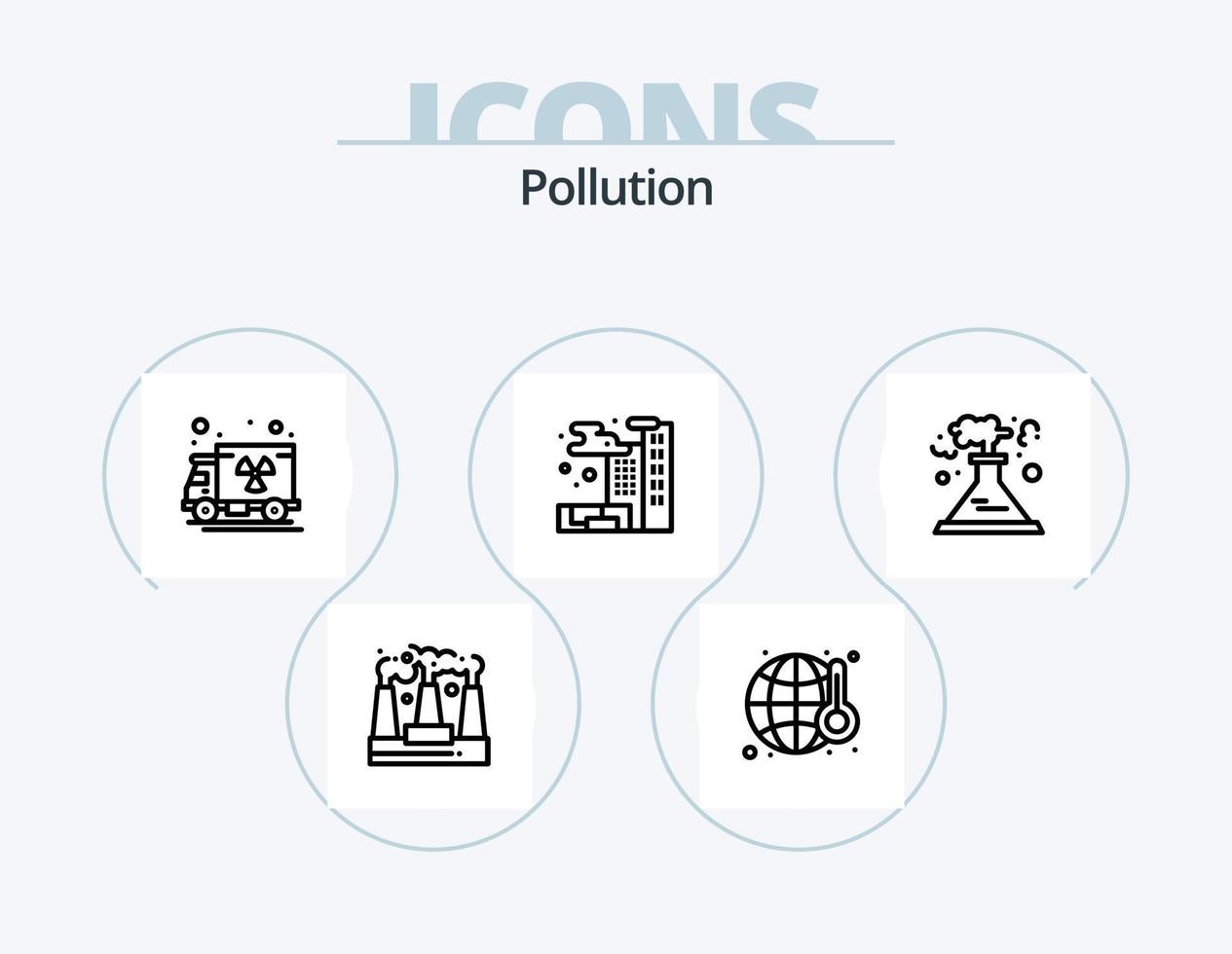 diseño de iconos del paquete de iconos de línea de contaminación 5. desperdiciar. polución. tubo. desperdiciar. el plastico vector