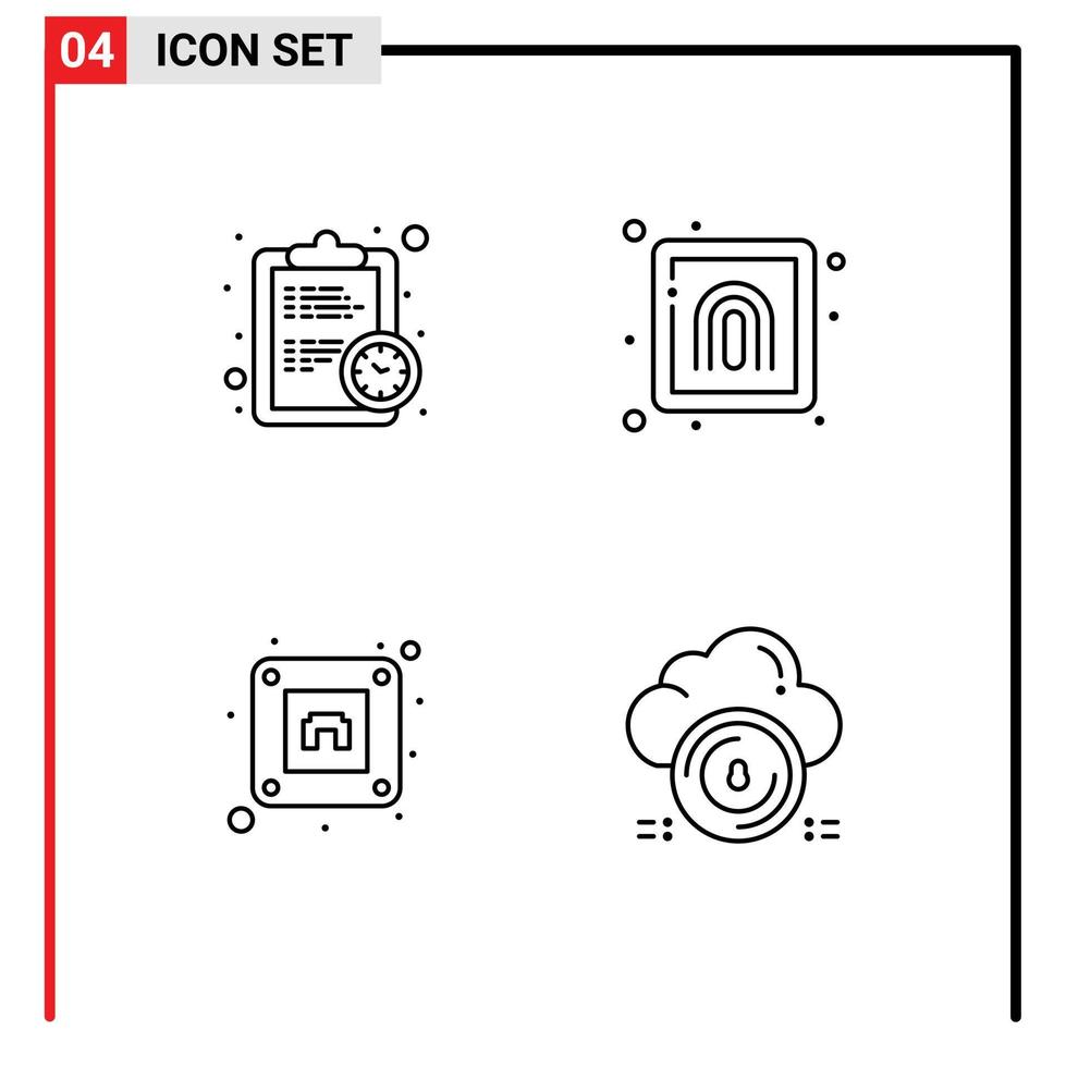 Universal Icon Symbols Group of 4 Modern Filledline Flat Colors of clock socket estimate print safe Editable Vector Design Elements