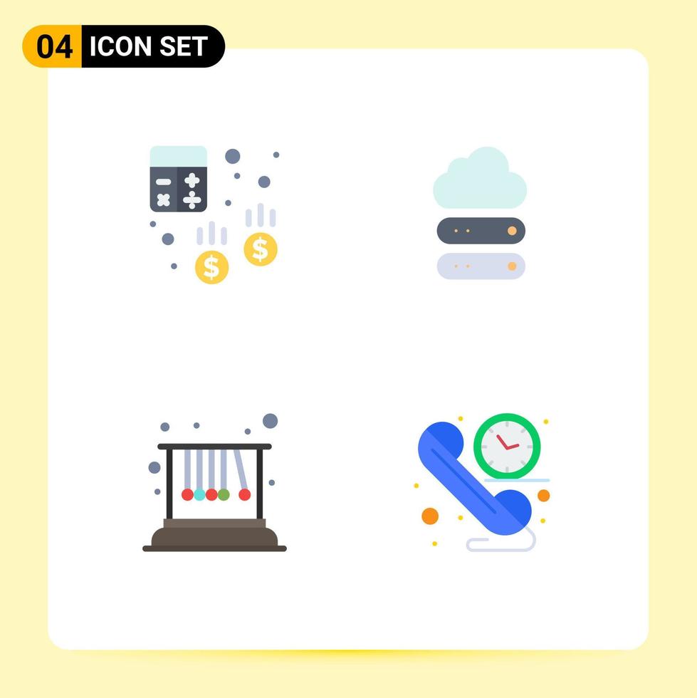 4 User Interface Flat Icon Pack of modern Signs and Symbols of account movement calculator cloud physics Editable Vector Design Elements