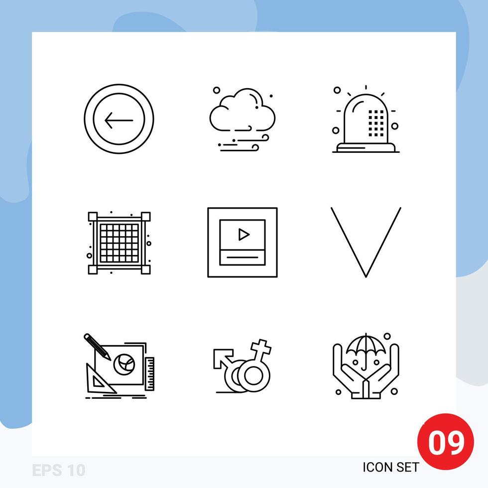 Stock Vector Icon Pack of 9 Line Signs and Symbols for wireframe layout disease view grid Editable Vector Design Elements