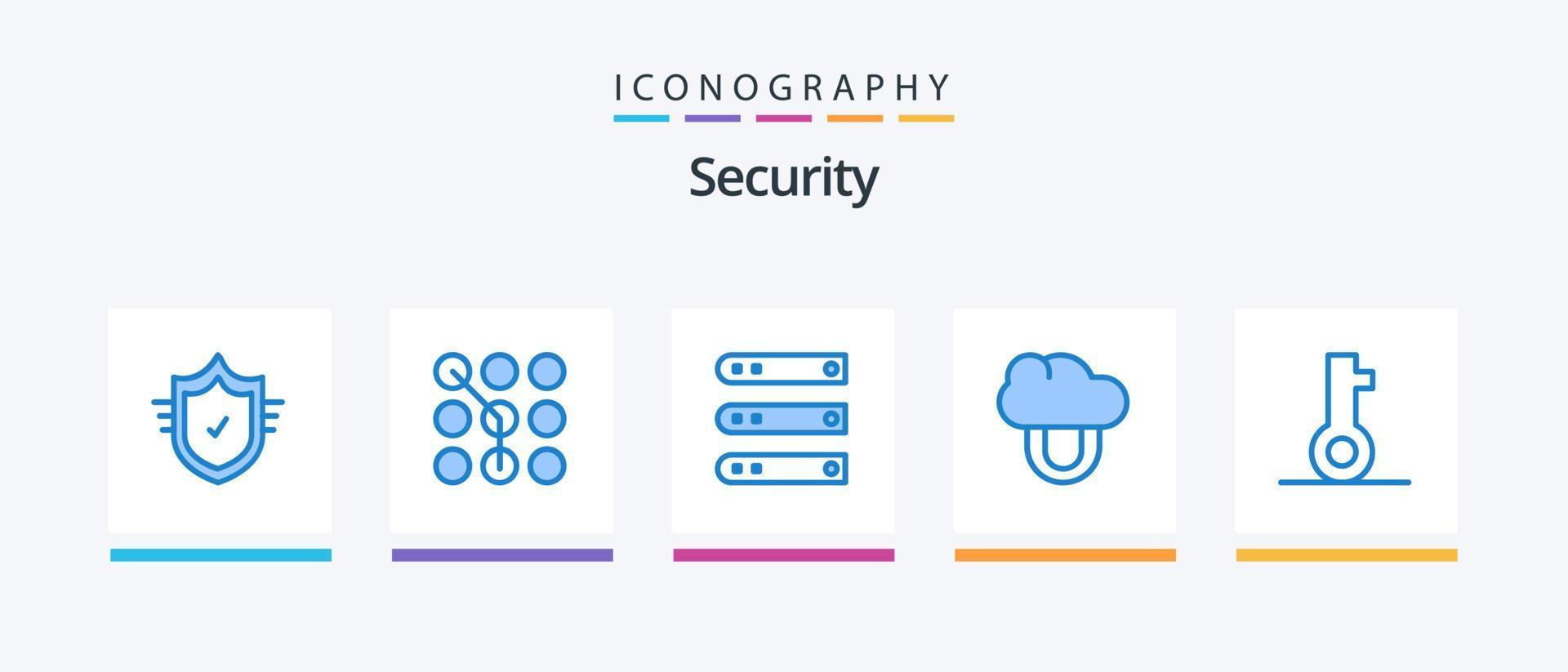 Security Blue 5 Icon Pack Including key. private. security. computing. network. Creative Icons Design vector