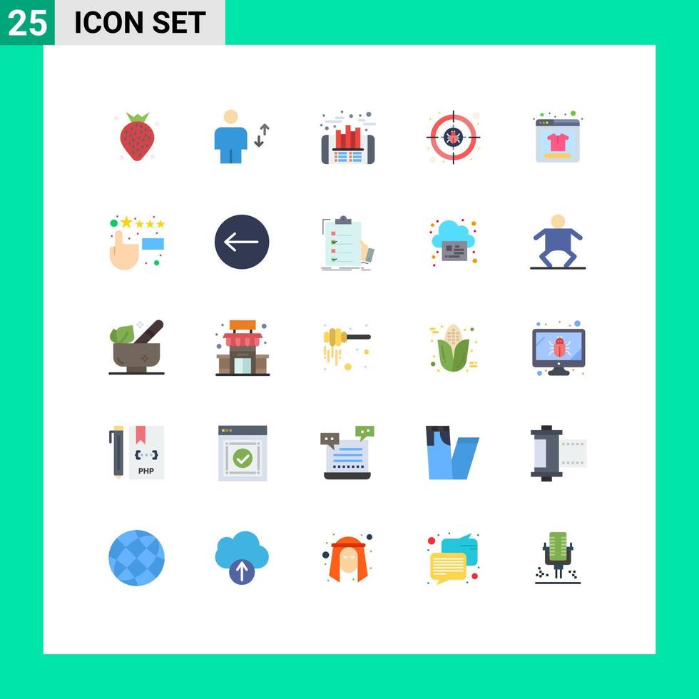 Modern Set of 25 Flat Colors Pictograph of online product internet move cyber finance Editable Vector Design Elements