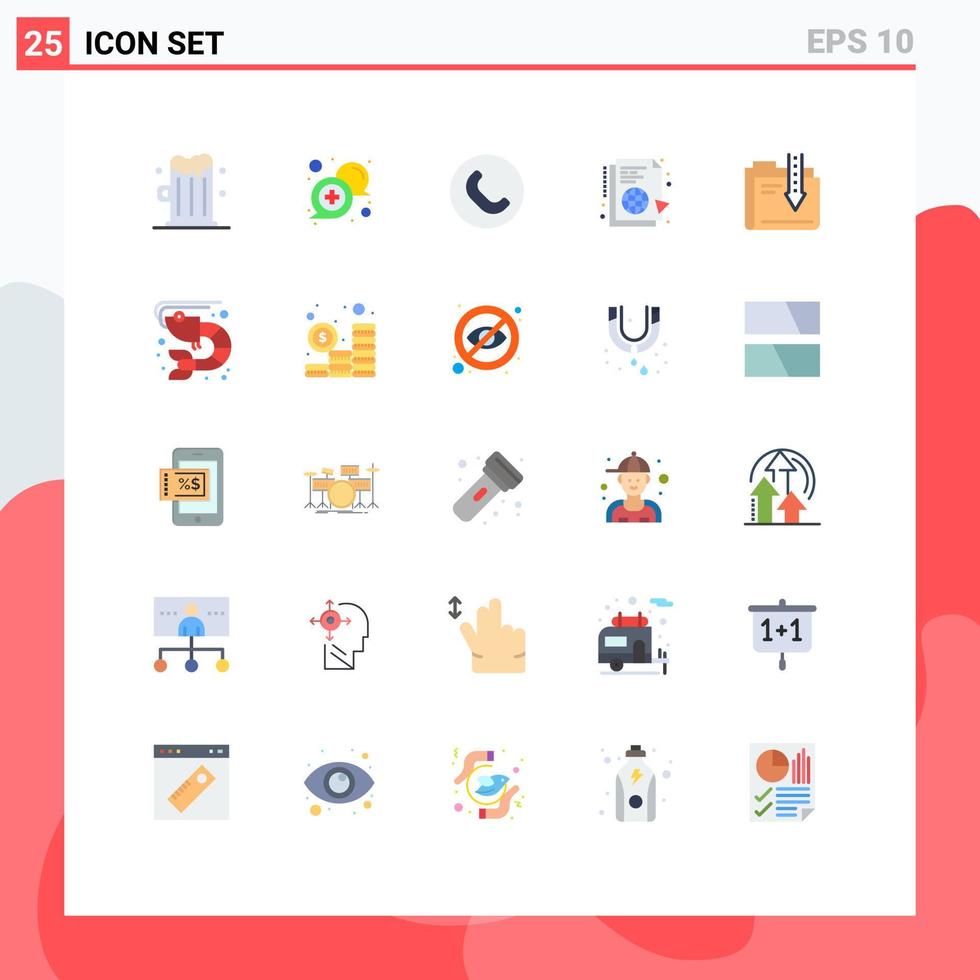Group of 25 Modern Flat Colors Set for content sync call internet file Editable Vector Design Elements