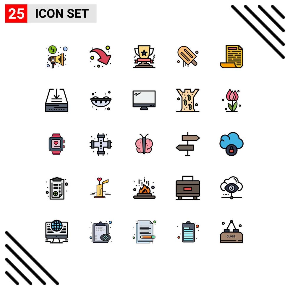 Universal Icon Symbols Group of 25 Modern Filled line Flat Colors of document file win usa cream Editable Vector Design Elements