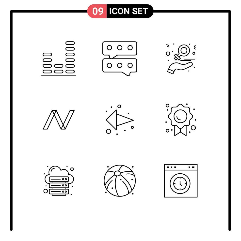 Mobile Interface Outline Set of 9 Pictograms of left arrow day crypto currency nav coin Editable Vector Design Elements