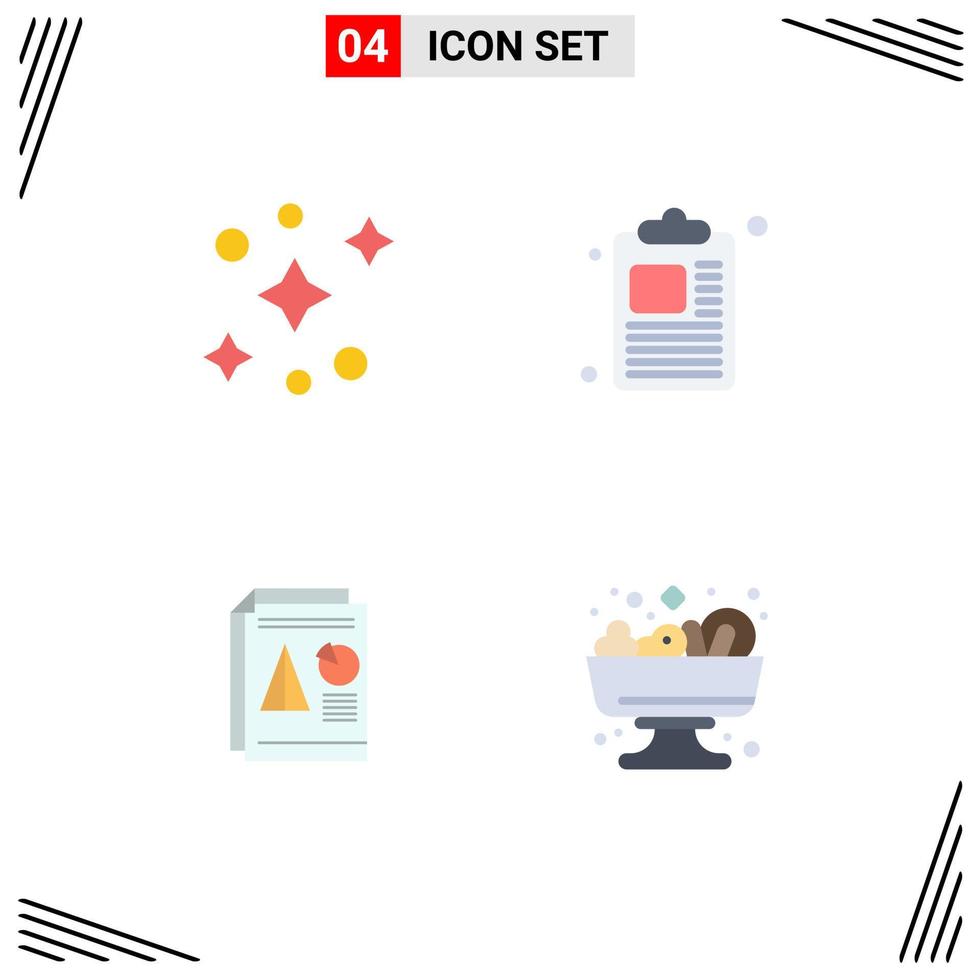 4 Universal Flat Icon Signs Symbols of galaxy chart business report salad Editable Vector Design Elements