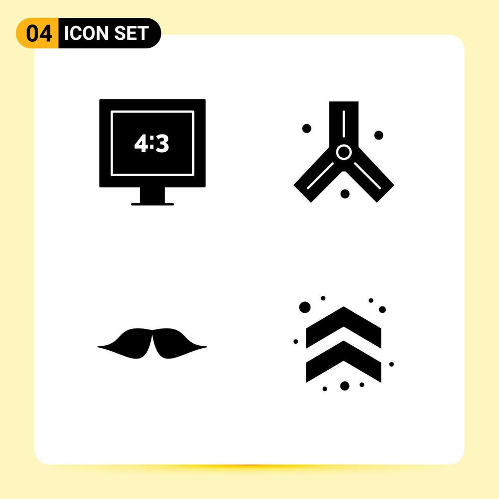 Solid Glyph Pack of 4 Universal Symbols of aspect ratio movember biology science men Editable Vector Design Elements