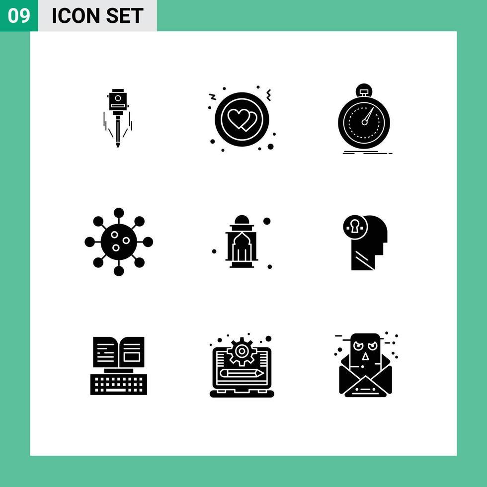 Universal Icon Symbols Group of 9 Modern Solid Glyphs of laboratory cell done biology sport Editable Vector Design Elements