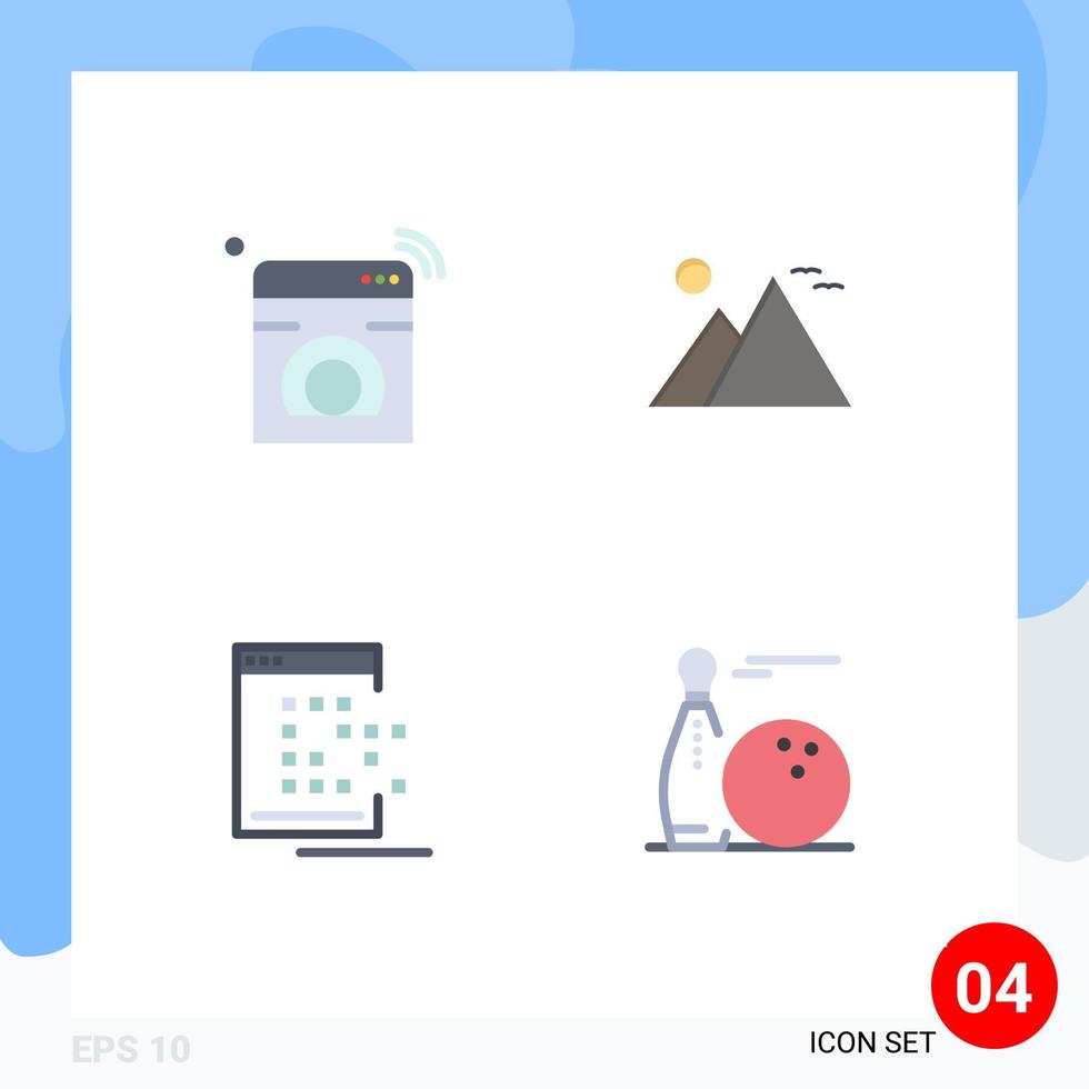 Set of 4 Commercial Flat Icons pack for internet sun washing giza app Editable Vector Design Elements
