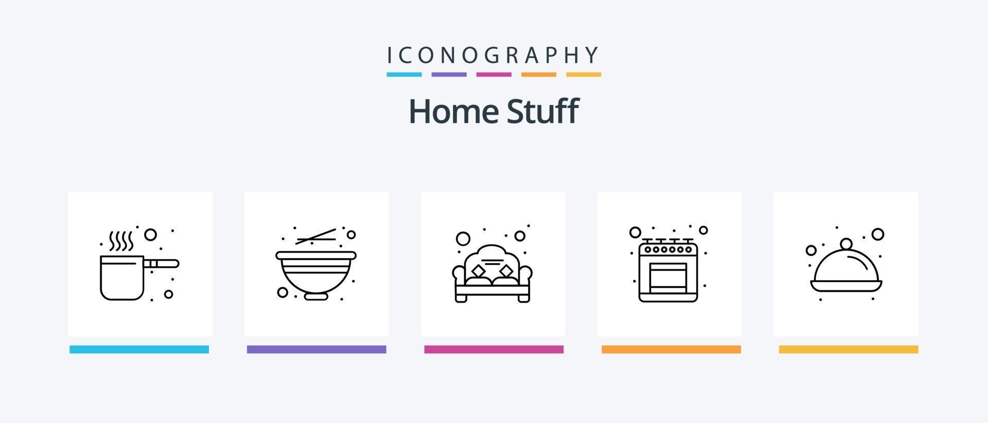paquete de iconos de la línea 5 de artículos para el hogar que incluye cocina. limpiador. mostrar. interior. diseño de iconos creativos vector