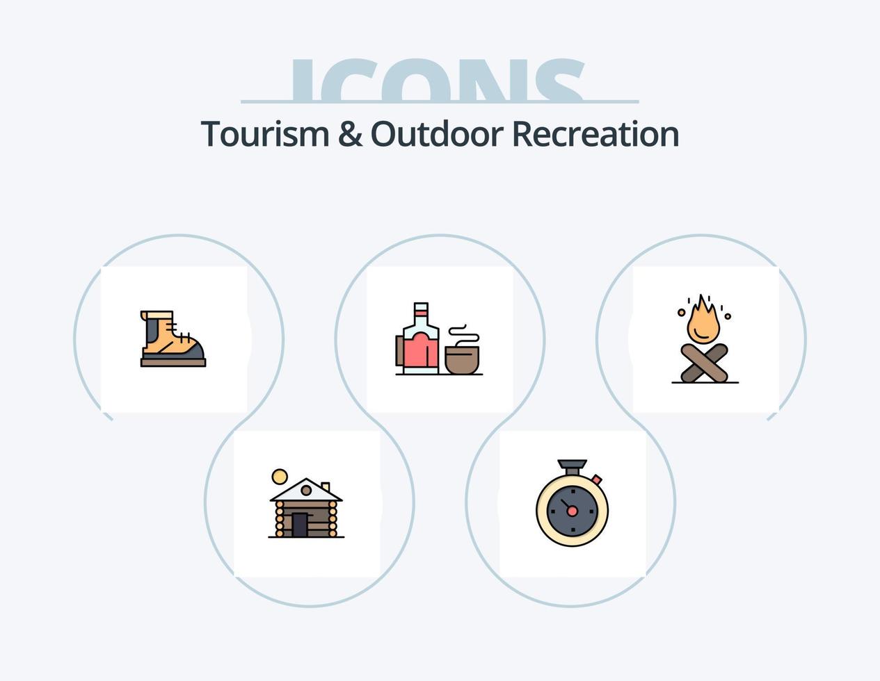 línea de turismo y recreación al aire libre lleno de icono paquete 5 diseño de iconos. mochila trasera. hotel. hotel . alfiler. localización vector