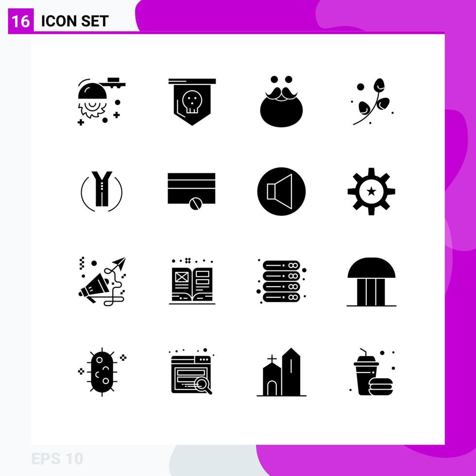 Pack of 16 creative Solid Glyphs of road easter moustache egg beared Editable Vector Design Elements