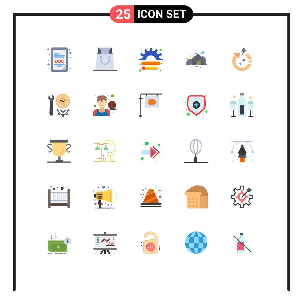 25 Thematic Vector Flat Colors and Editable Symbols of power tree finance mountain landscape Editable Vector Design Elements