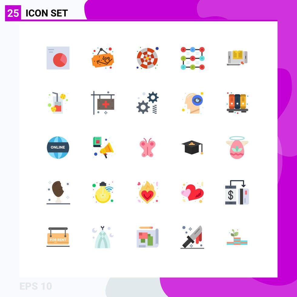 Stock Vector Icon Pack of 25 Line Signs and Symbols for file security color catalog protection lock Editable Vector Design Elements