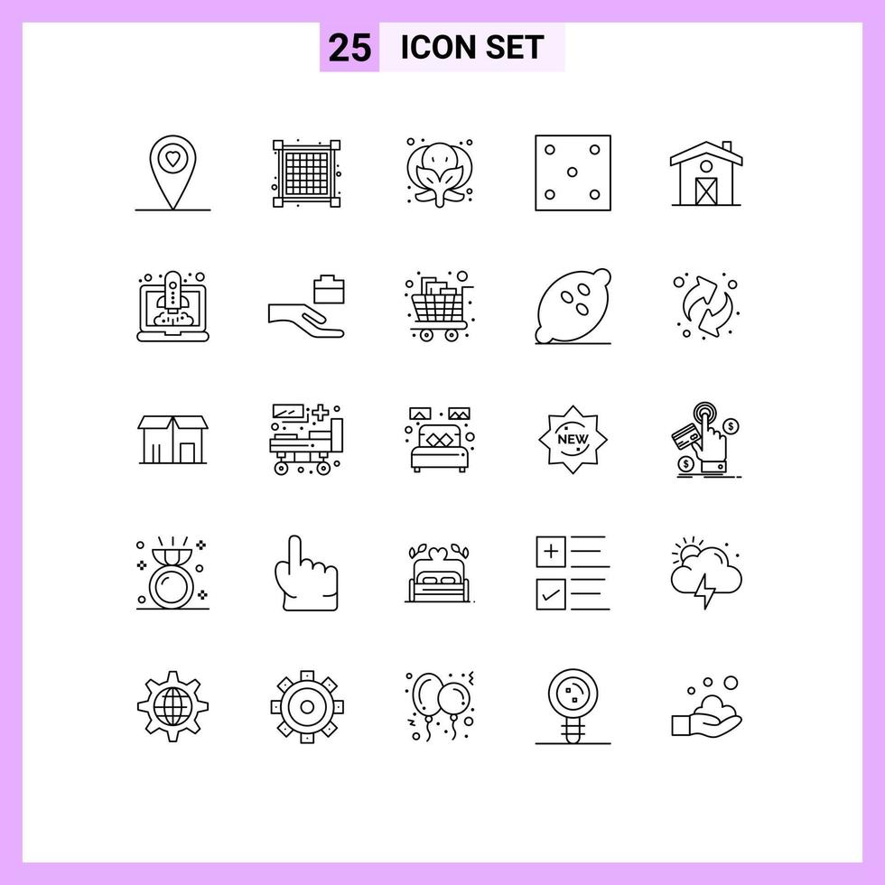 Set of 25 Modern UI Icons Symbols Signs for speedup boost dice canada home Editable Vector Design Elements