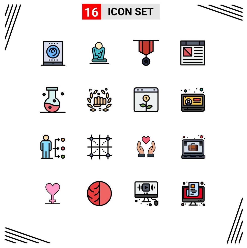 paquete de iconos de vectores de stock de 16 signos y símbolos de línea para elementos de diseño de vectores creativos editables de la estrella de la computadora de la insignia de la página de biología