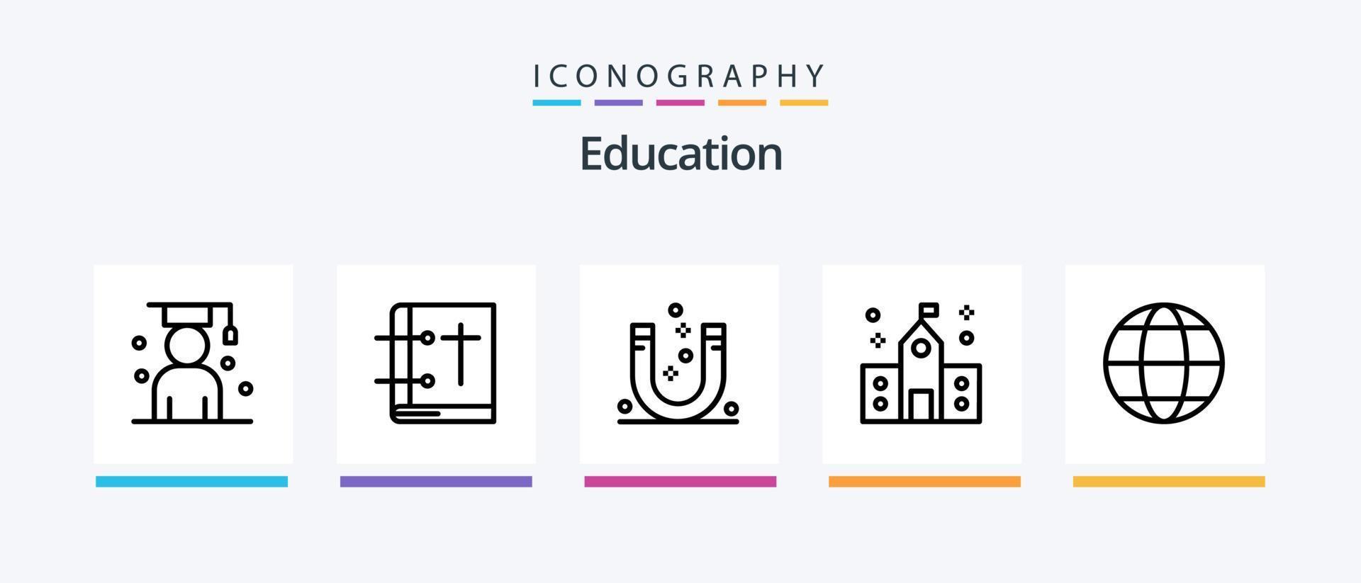 Education Line 5 Icon Pack Including negative. magnet. child. attraction. summer. Creative Icons Design vector