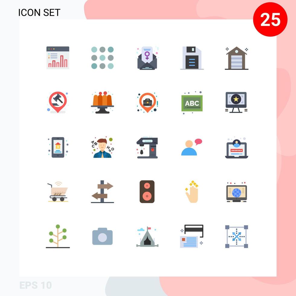 Set of 25 Modern UI Icons Symbols Signs for real estate feminism chat building office Editable Vector Design Elements