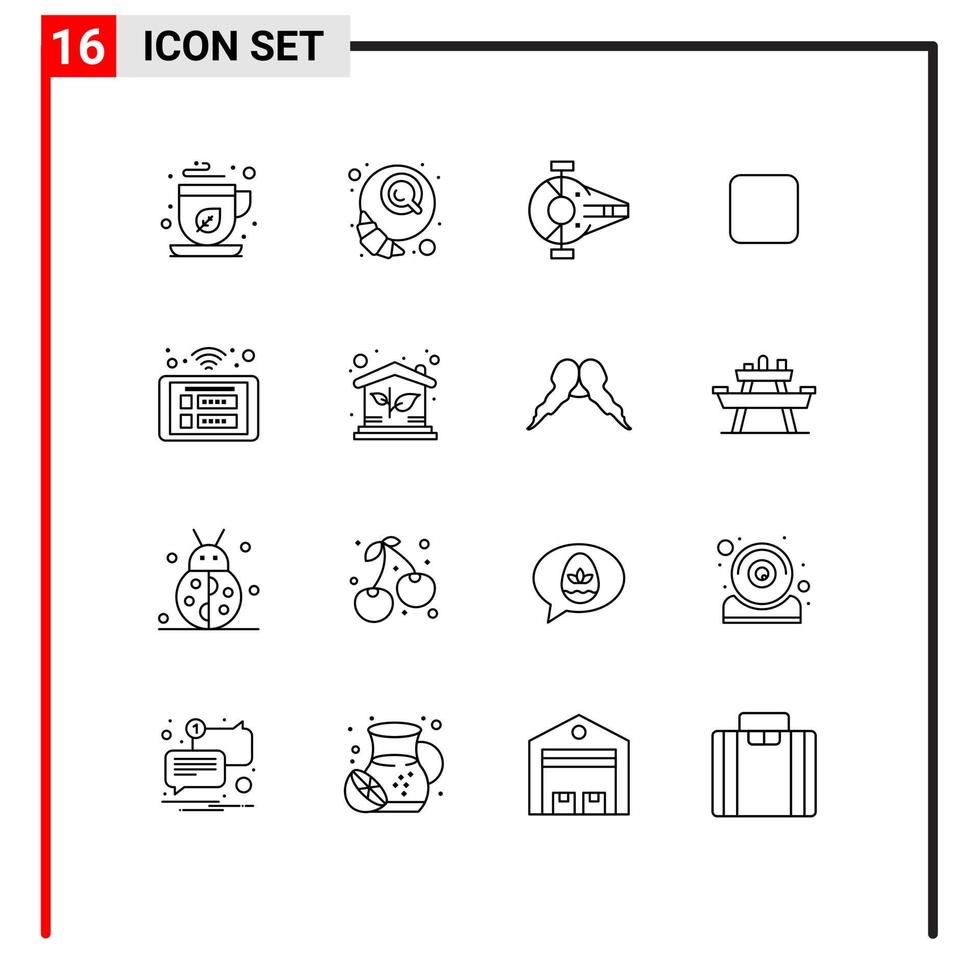 User Interface Pack of 16 Basic Outlines of control unchecked cruiser check box spacecraft Editable Vector Design Elements