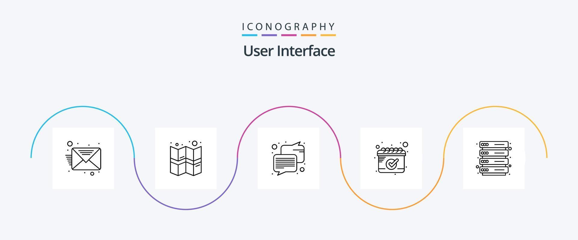 User Interface Line 5 Icon Pack Including . message. server. hosting vector