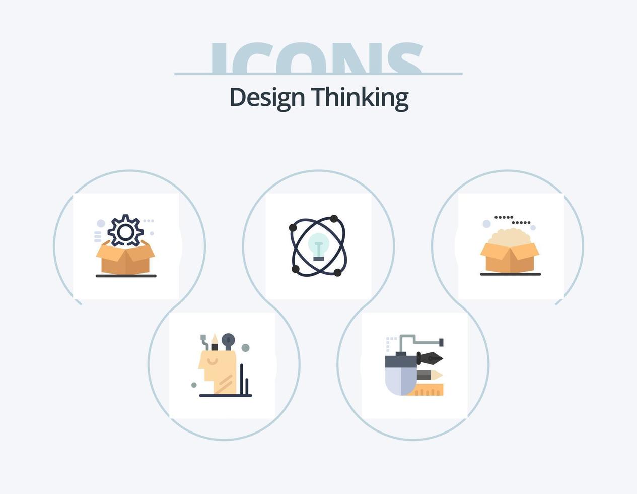 Design Thinking Flat Icon Pack 5 Icon Design. lightd. idea. pencil. configuration. gear vector