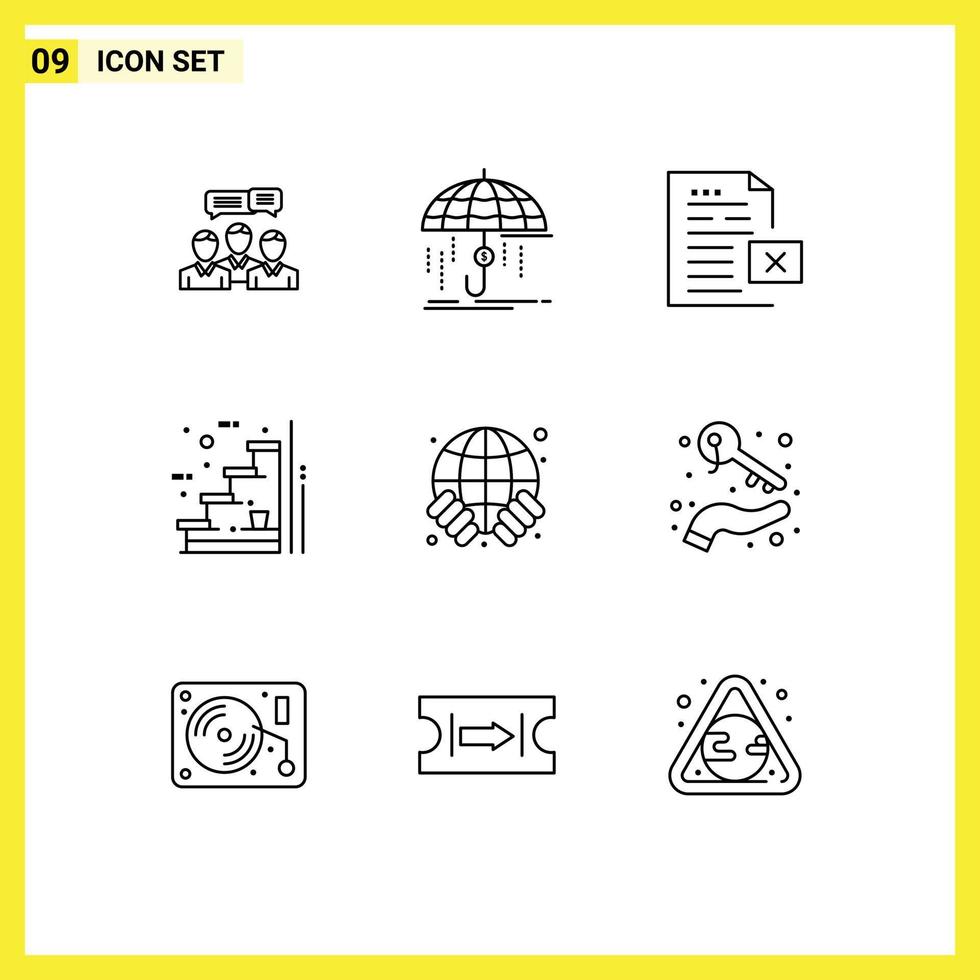 Outline Pack of 9 Universal Symbols of floor office insurance file delete Editable Vector Design Elements