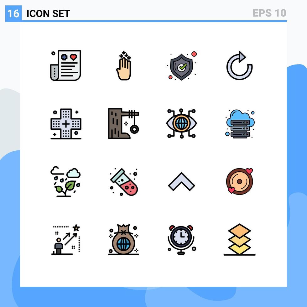 Universal Icon Symbols Group of 16 Modern Flat Color Filled Lines of form disease down refresh arrow Editable Creative Vector Design Elements
