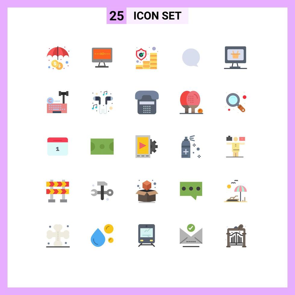 25 Creative Icons Modern Signs and Symbols of cart monitor insurance interface chat Editable Vector Design Elements