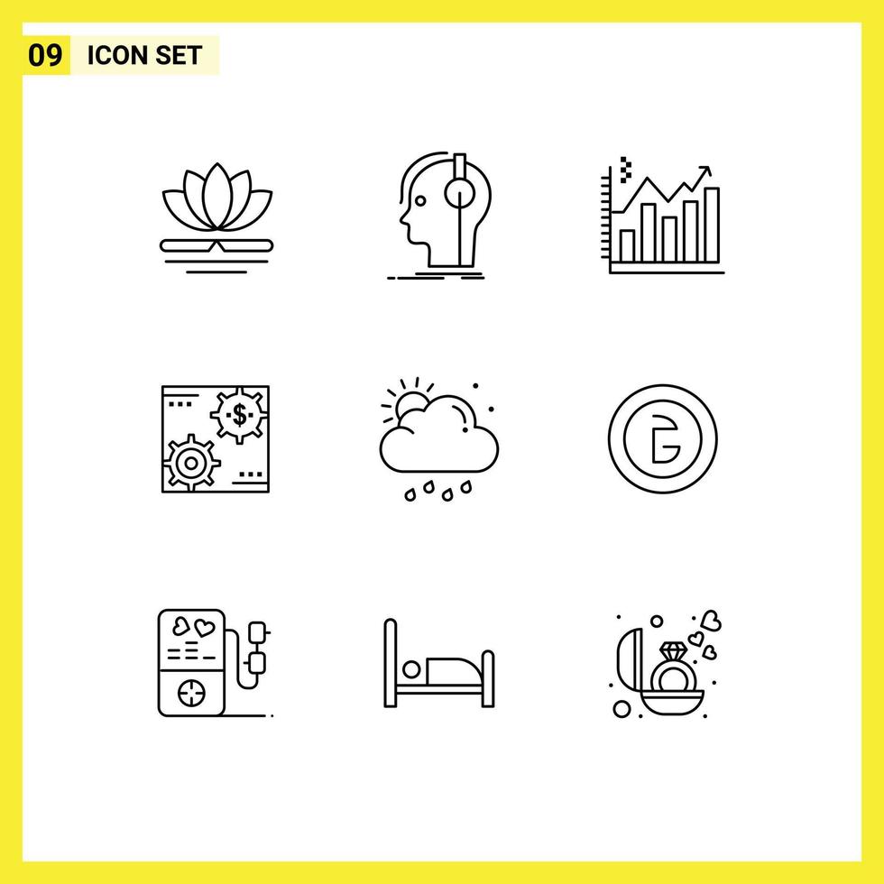 Set of 9 Modern UI Icons Symbols Signs for make capital sound revenue chart Editable Vector Design Elements