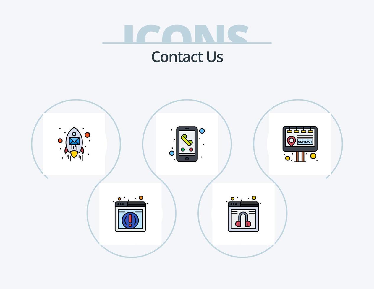 Contact Us Line Filled Icon Pack 5 Icon Design. marketing. billboard. web. user. identification vector