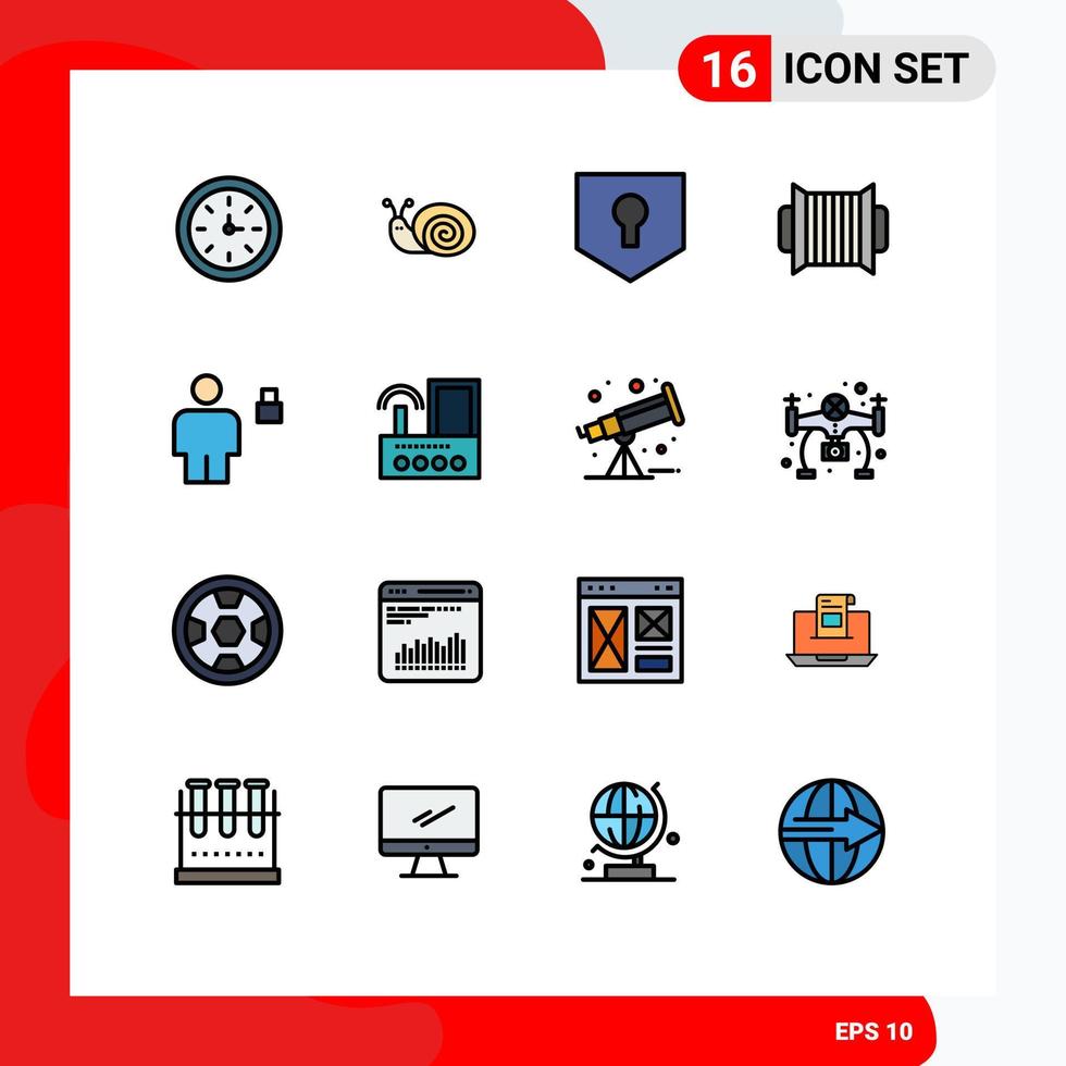 16 User Interface Flat Color Filled Line Pack of modern Signs and Symbols of body music key instrument accordion Editable Creative Vector Design Elements