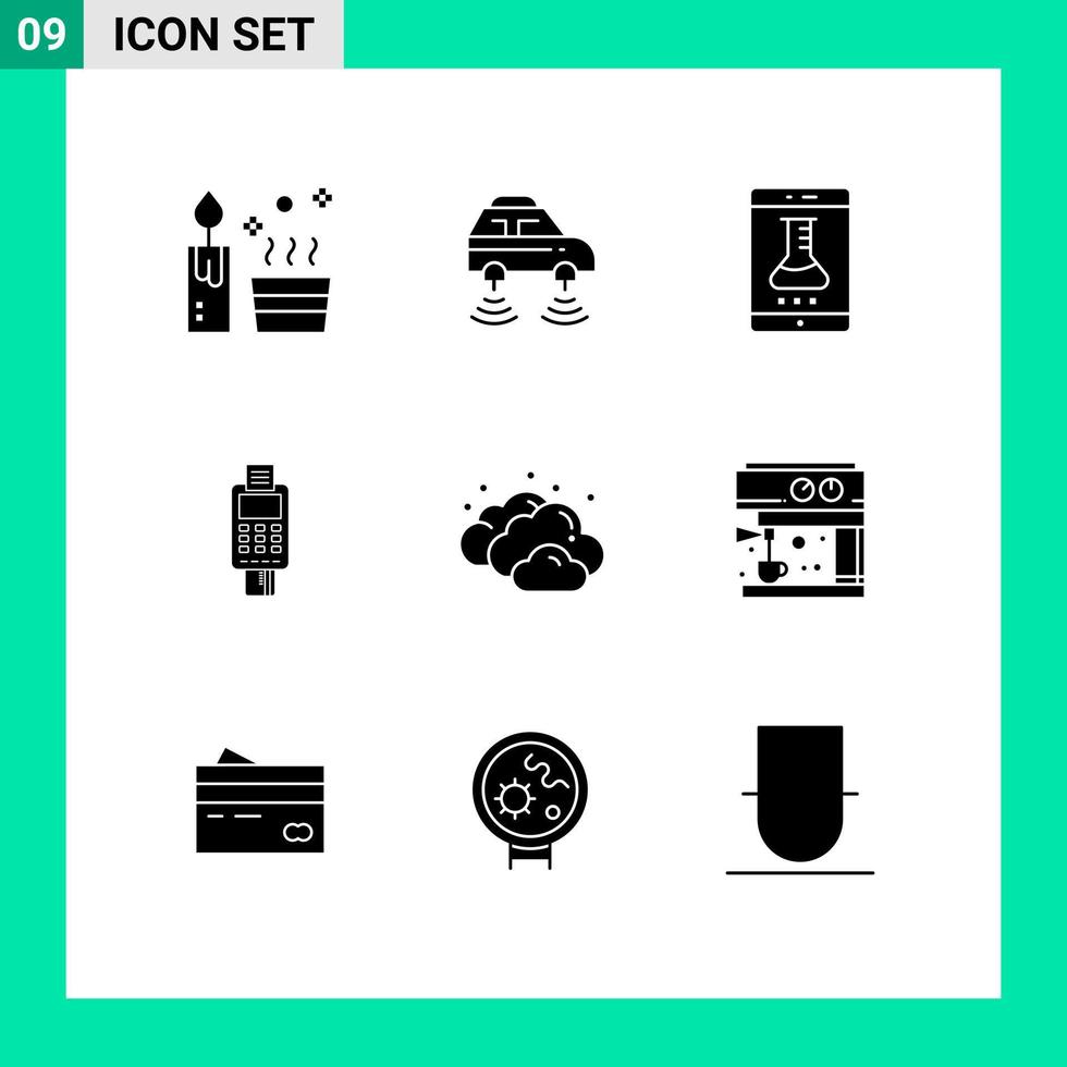 9 Solid Glyph concept for Websites Mobile and Apps check business wifi machine smart lab Editable Vector Design Elements