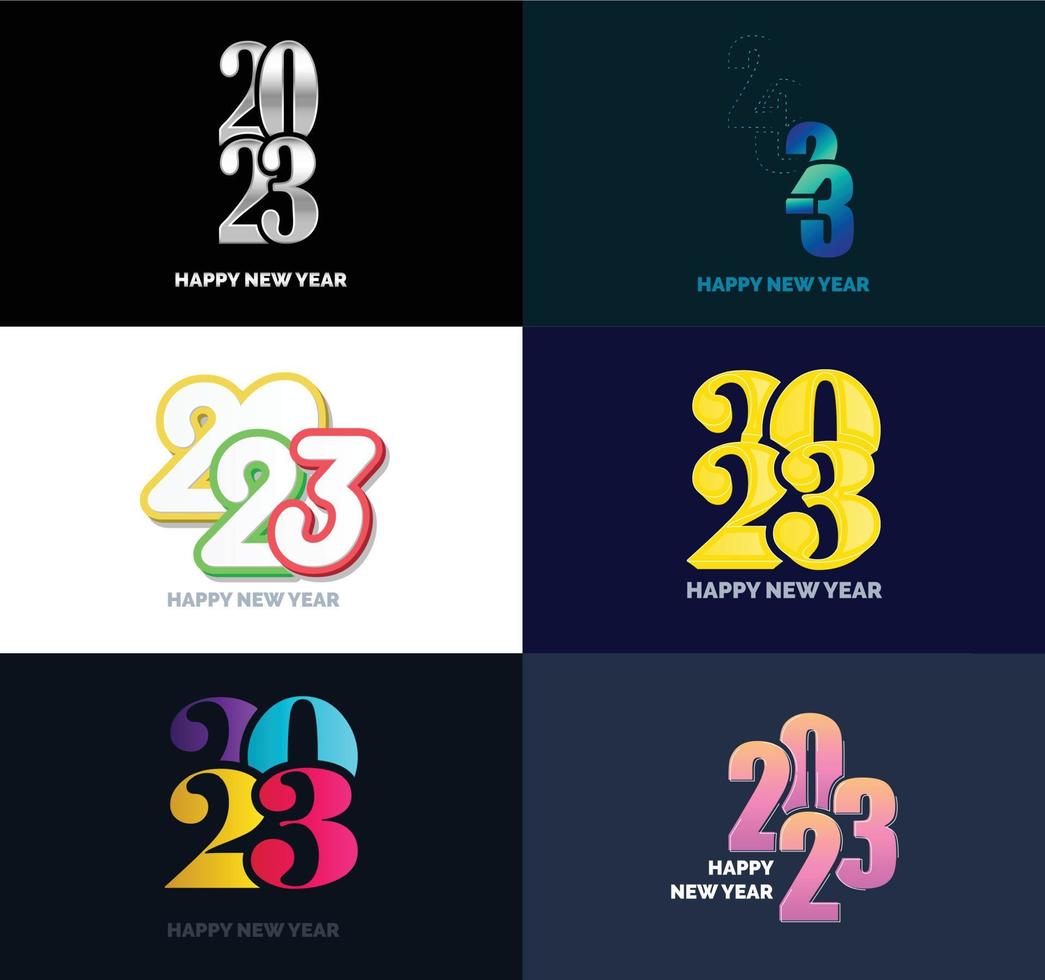 gran conjunto de 2023 feliz año nuevo diseño de texto de logotipo plantilla de diseño de número 2023 vector