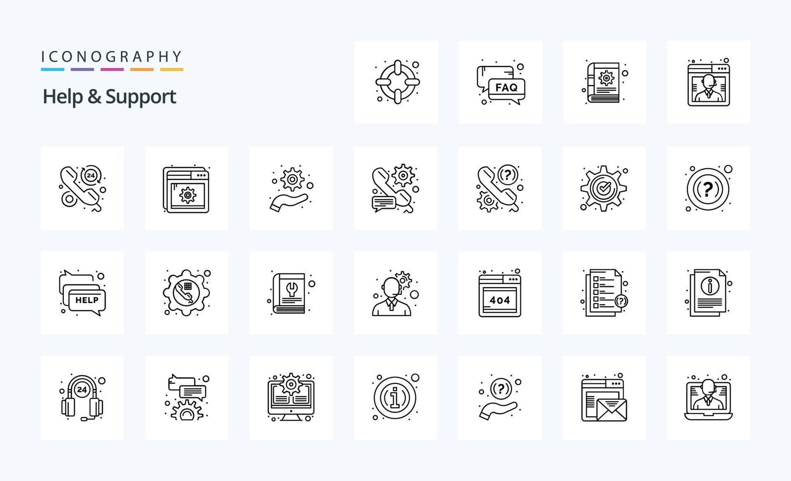 25 Help And Support Line icon pack vector