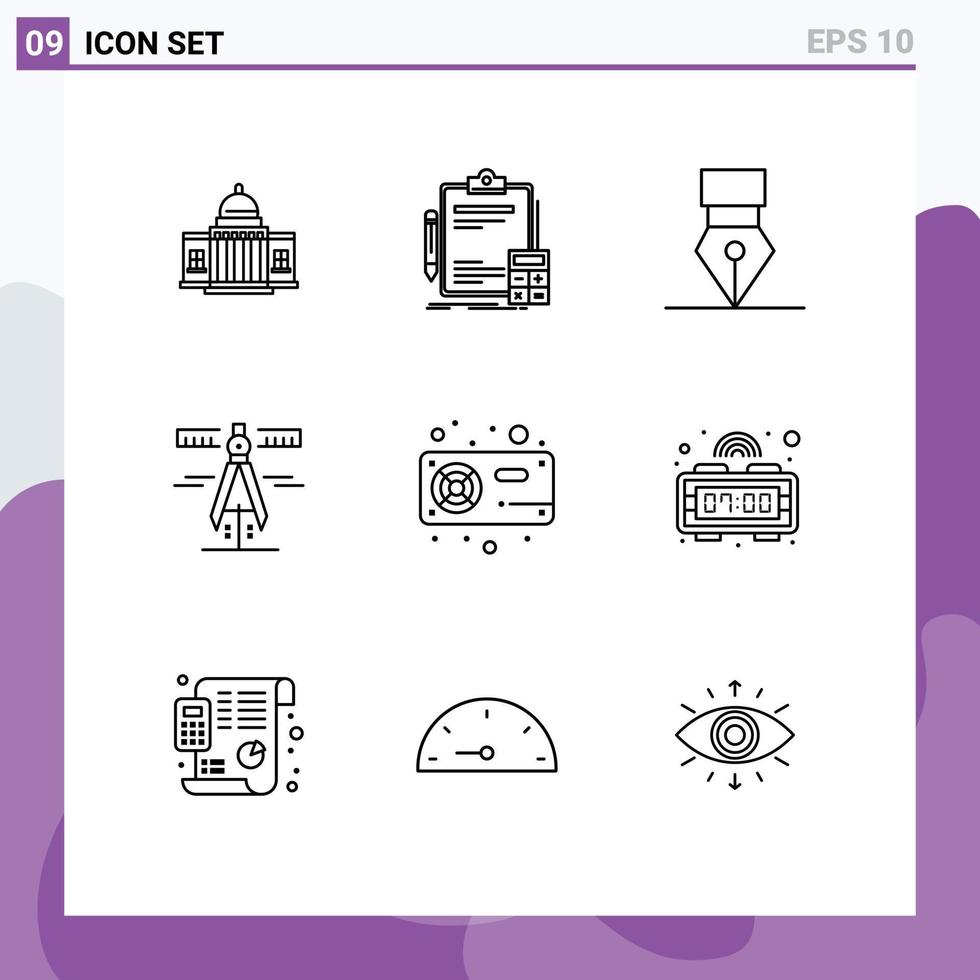 9 Universal Outlines Set for Web and Mobile Applications geometry wreath banking design achievement Editable Vector Design Elements