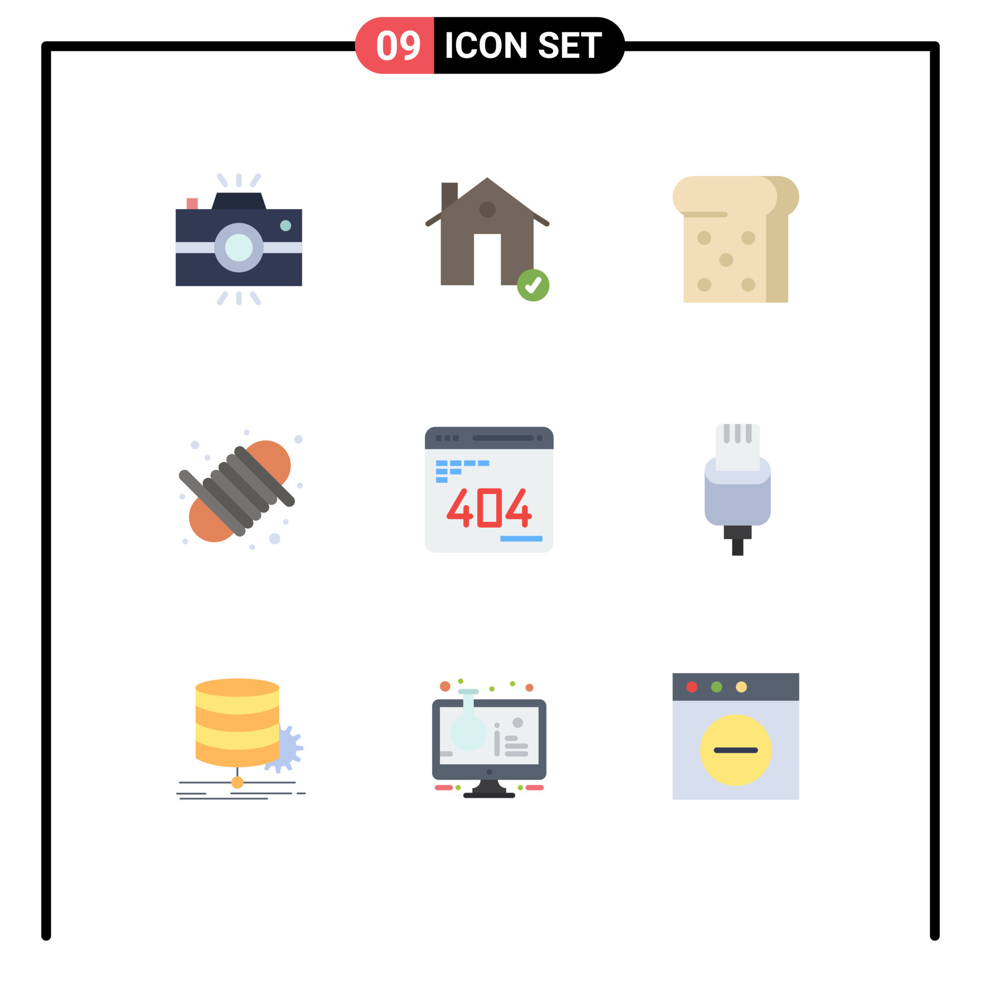 Set of 9 Modern UI Icons Symbols Signs for development yarn estate rope