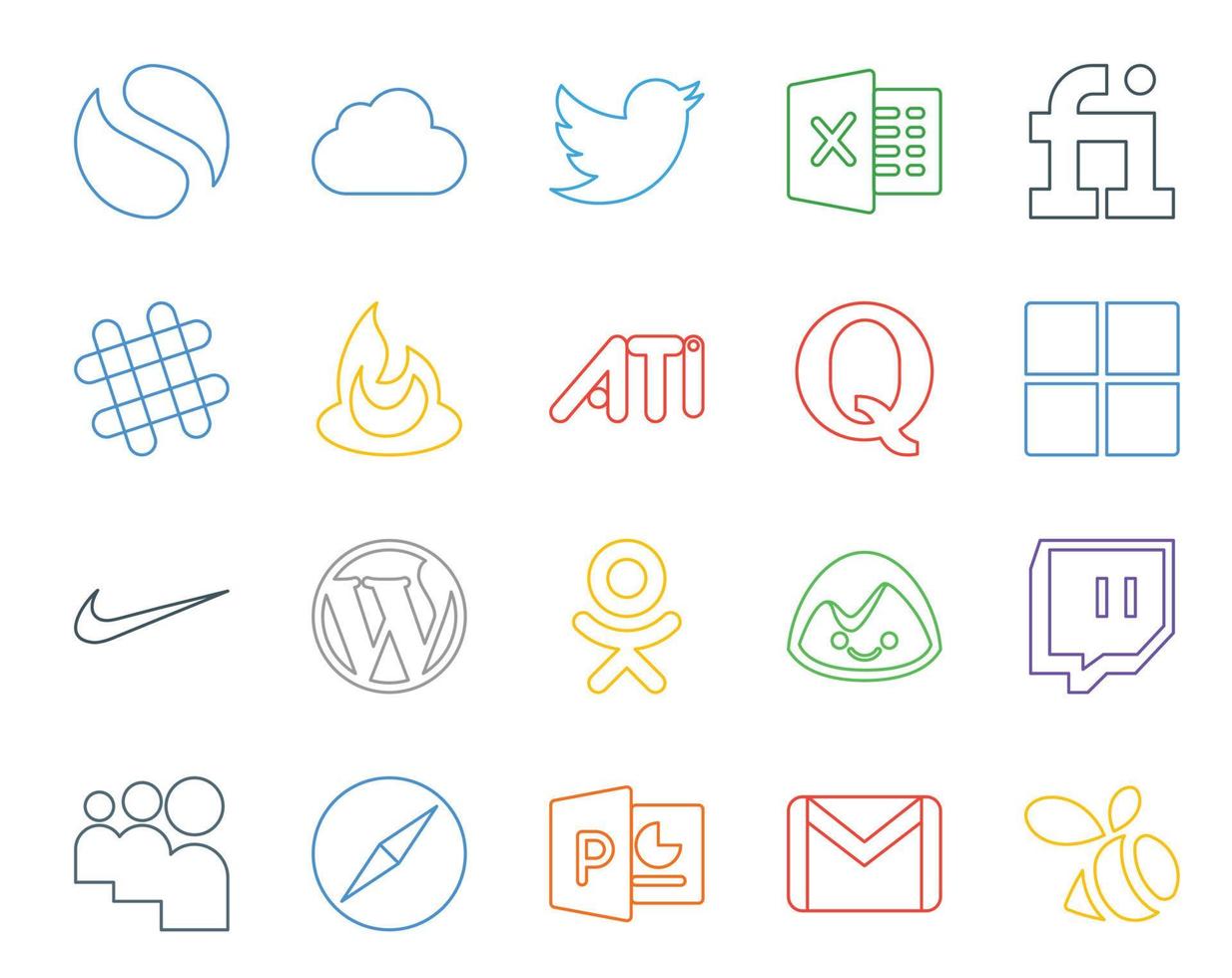 20 Social Media Icon Pack Including basecamp cms feedburner wordpress microsoft vector