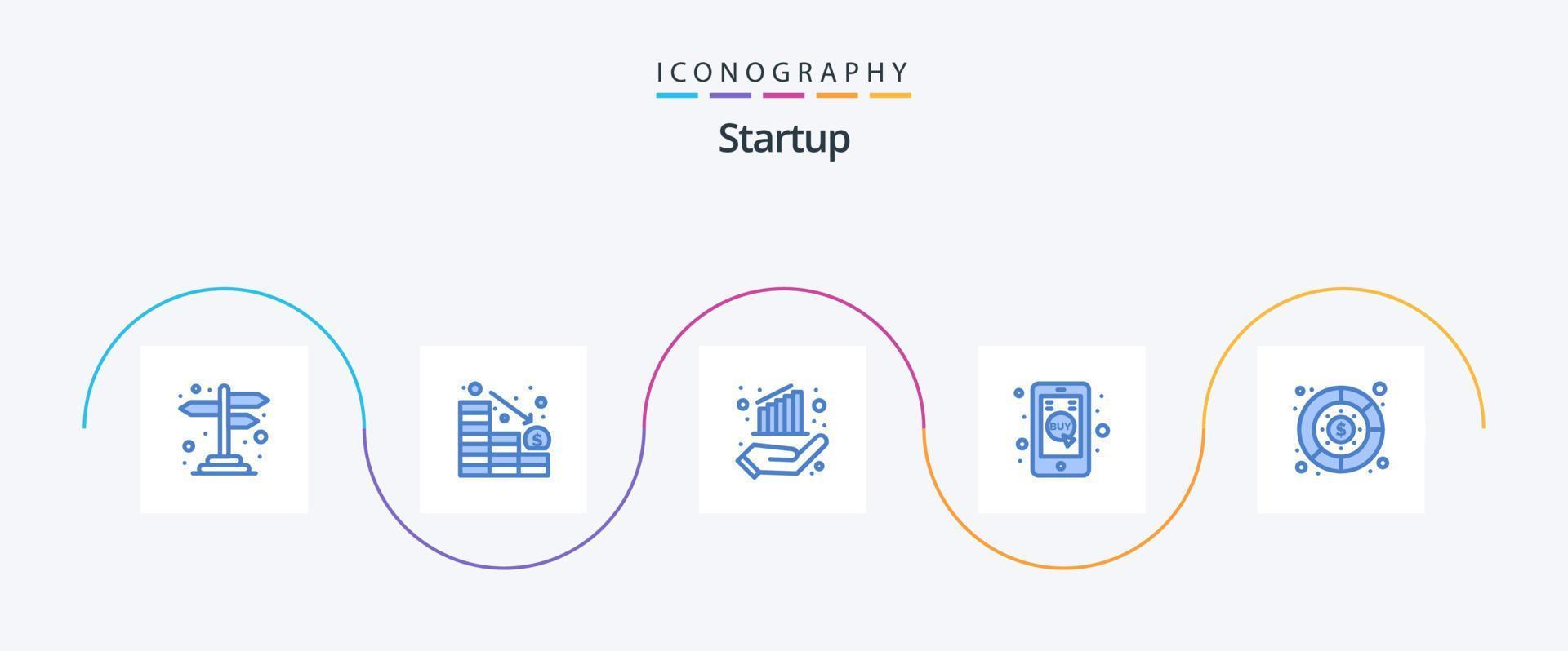 Startup Blue 5 Icon Pack Including graph. mobile shop. chart. mobile. click mobile vector