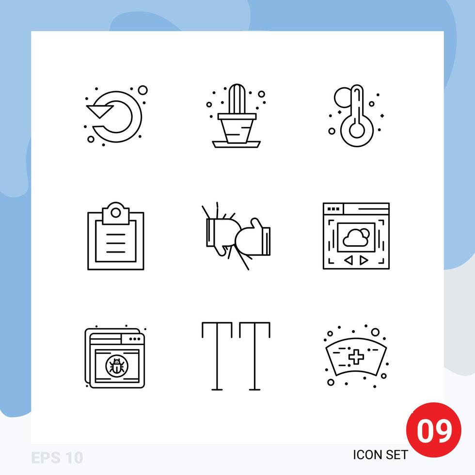 9 Thematic Vector Outlines and Editable Symbols of fight boxing summer box tasks Editable Vector Design Elements